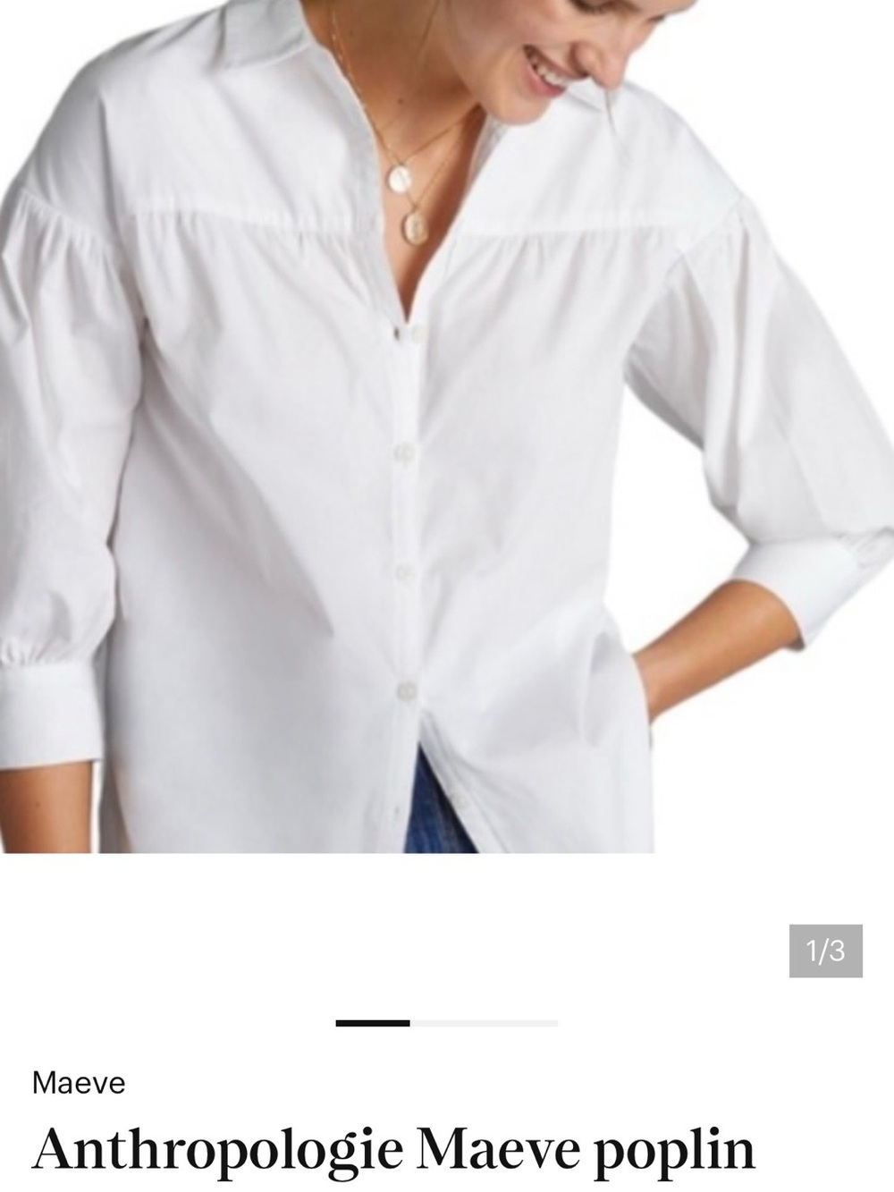 Anthropologie White Maeve Poplin Button-Up Blouse